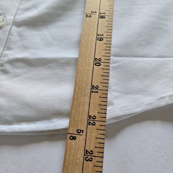 Izod Girls Oxford Button Collar White Uniform Pocket Short Sleeve Shirt Sz 16 - Picture 4 of 8